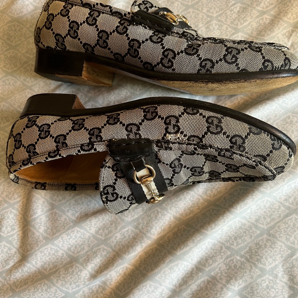 Gucci Monogram Black and Gray Men's Loafers